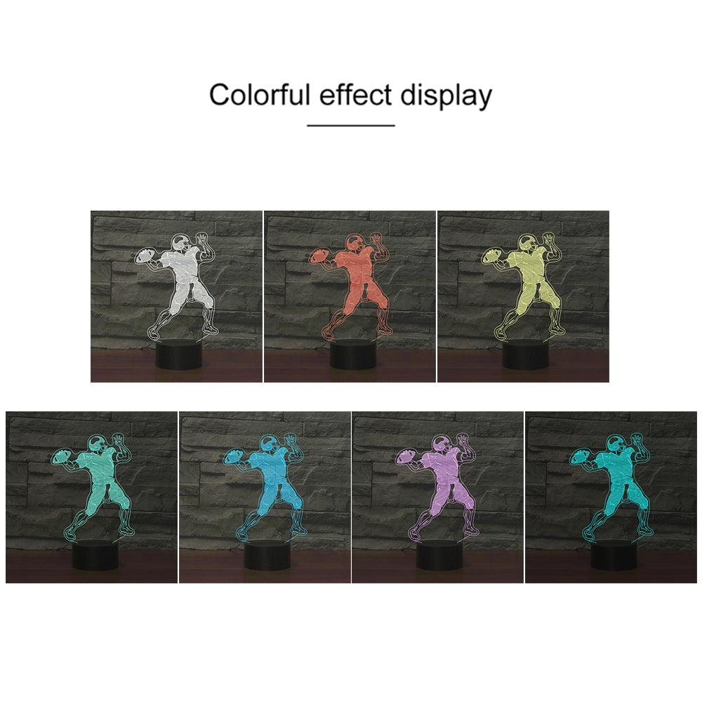 ELECTROPRIME Rugby Quarterback Shape 3D Colorful LED Vision Light Table Lamp, USB & Battery Version