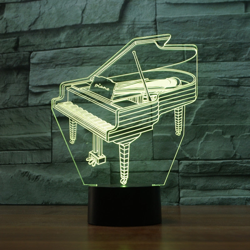 ELECTROPRIME Piano Shape 3D Colorful LED Vision Light Table Lamp, 16 Colors Remote Control Version