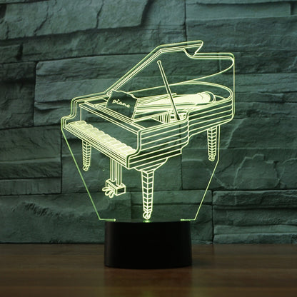 ELECTROPRIME Piano Shape 3D Colorful LED Vision Light Table Lamp, 16 Colors Remote Control Version