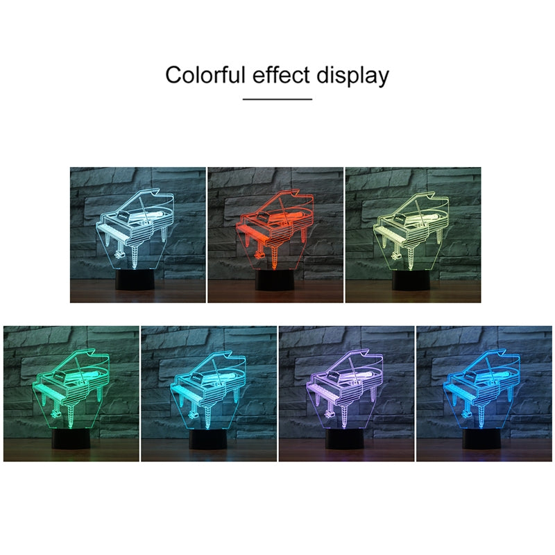 ELECTROPRIME Piano Shape 3D Colorful LED Vision Light Table Lamp, USB & Battery Version