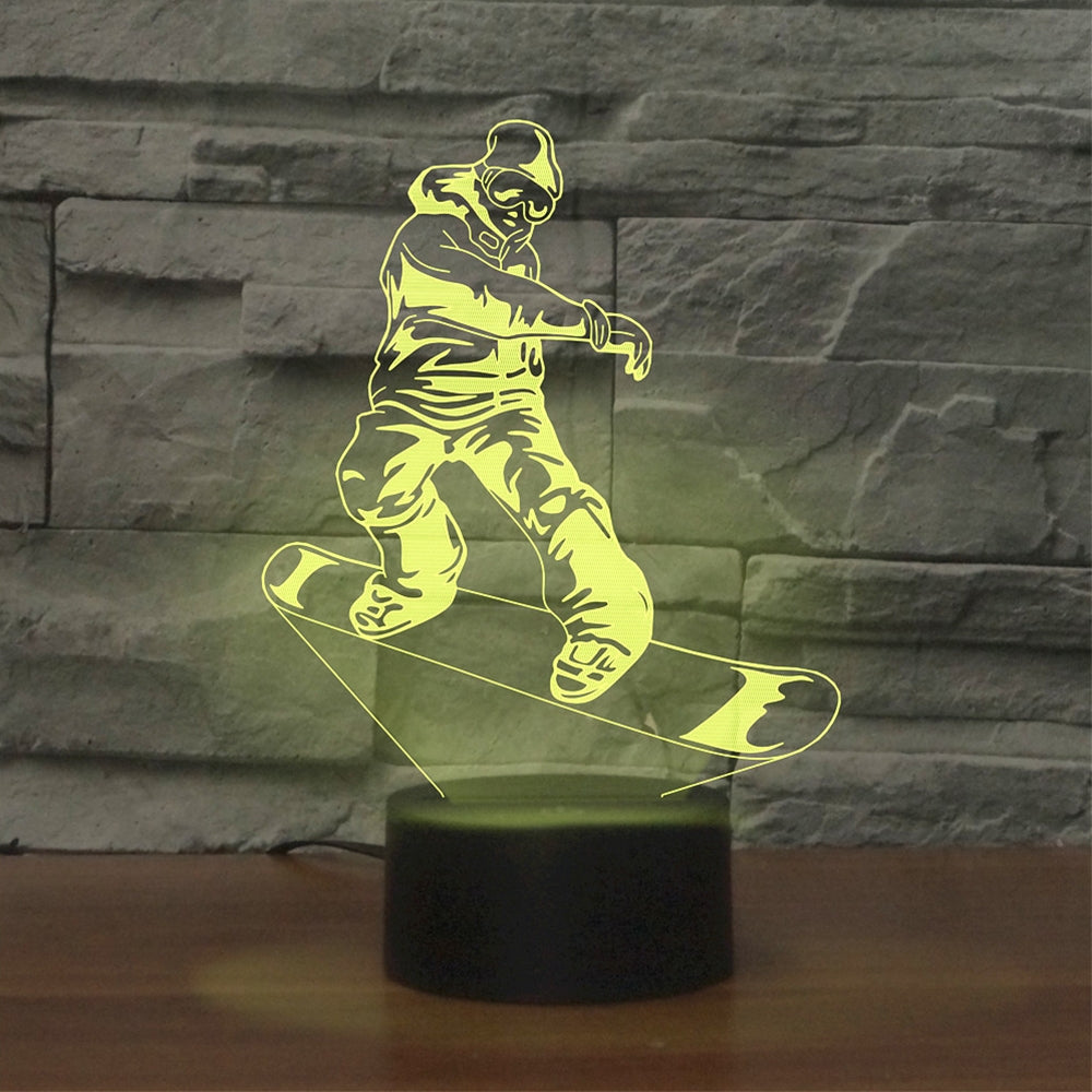 ELECTROPRIME Skate Boy Shape 3D Colorful LED Vision Light Table Lamp, USB Touch Version