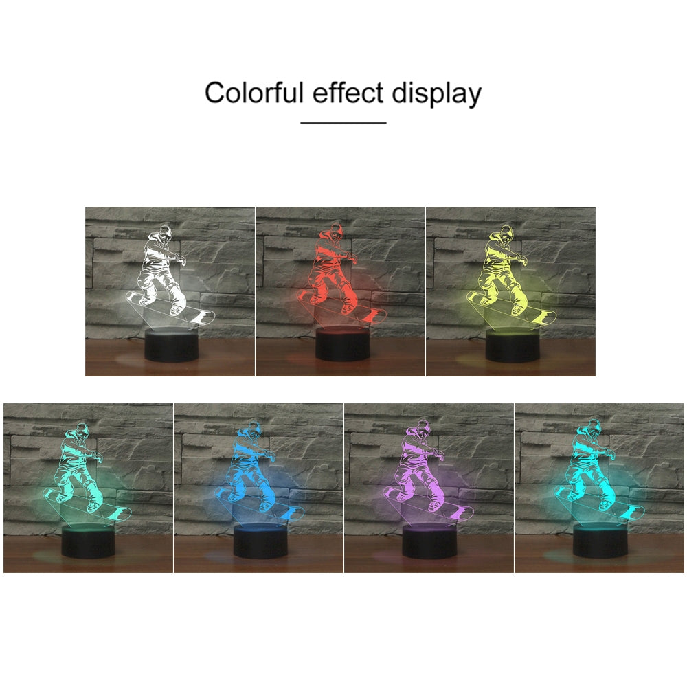ELECTROPRIME Skate Boy Shape 3D Colorful LED Vision Light Table Lamp, USB & Battery Version