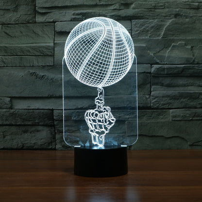 ELECTROPRIME Basketball Black Base Creative 3D LED Decorative Night Light, Powered by USB and Battery