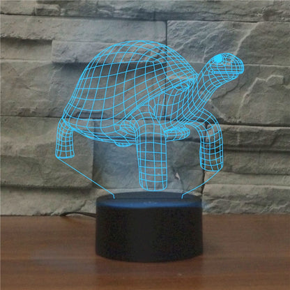 ELECTROPRIME Tortoise Black Base Creative 3D LED Decorative Night Light, Rechargeable with Touch Button
