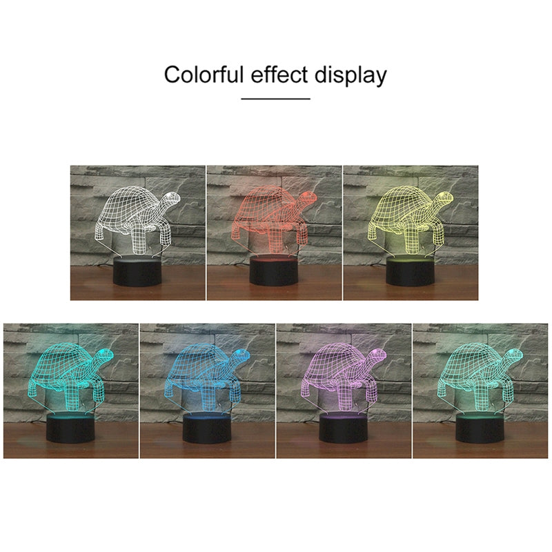 ELECTROPRIME Tortoise Black Base Creative 3D LED Decorative Night Light, Rechargeable with Touch Button