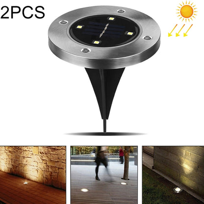 ELECTROPRIME 2 PCS 4 LEDs IP44 Waterproof Solar Powered Buried Light, SMD 5050 Under Ground Lamp Outdoor Path Way Garden Decking LED Light