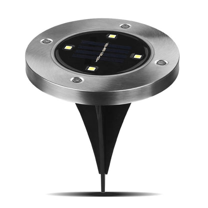 ELECTROPRIME 2 PCS 4 LEDs IP44 Waterproof Solar Powered Buried Light, SMD 5050 White Light Under Ground Lamp Outdoor Path Way Garden Decking LED Light