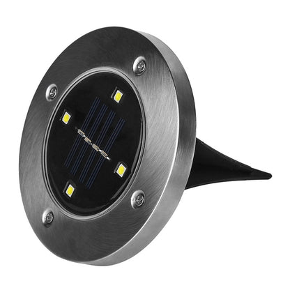 ELECTROPRIME 2 PCS 4 LEDs IP44 Waterproof Solar Powered Buried Light, SMD 5050 White Light Under Ground Lamp Outdoor Path Way Garden Decking LED Light