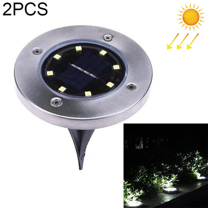 ELECTROPRIME 2 PCS 8 LEDs IP44 Waterproof Solar Powered Buried Light, SMD 5050 White Light Under Ground Lamp Outdoor Path Way Garden Decking LED Light