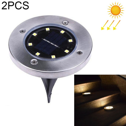 ELECTROPRIME 2 PCS 8 LEDs IP44 Waterproof Solar Powered Buried Light, SMD 5050 Under Ground Lamp Outdoor Path Way Garden Decking LED Light
