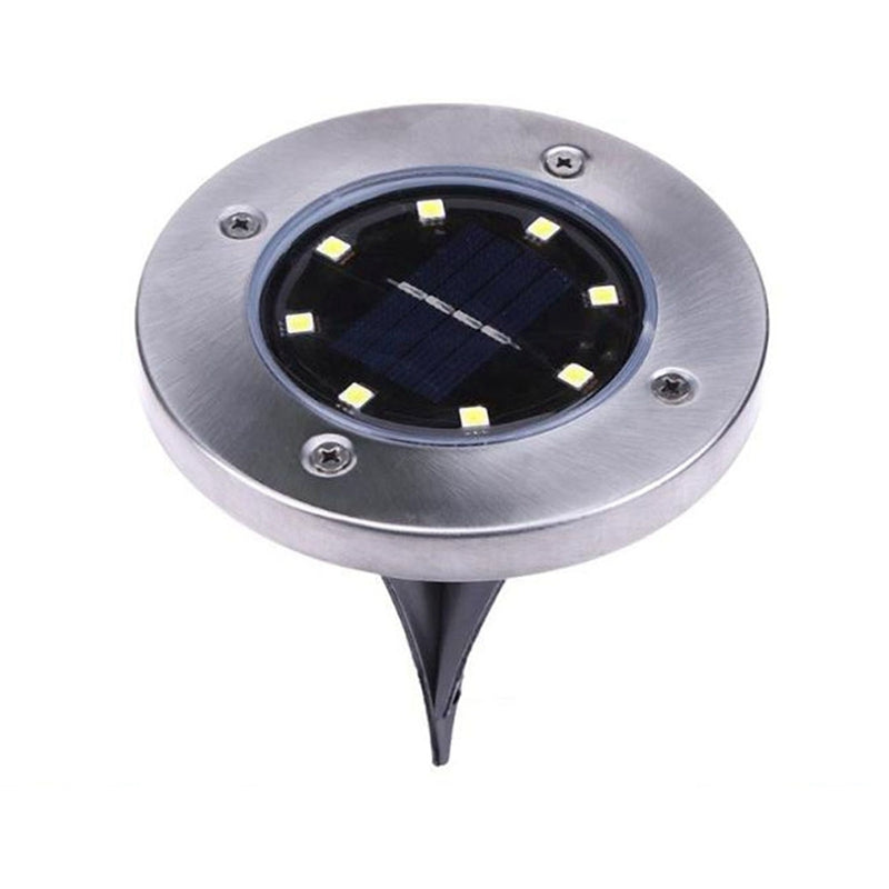 ELECTROPRIME 2 PCS 8 LEDs IP44 Waterproof Solar Powered Buried Light, SMD 5050 White Light Under Ground Lamp Outdoor Path Way Garden Decking LED Light