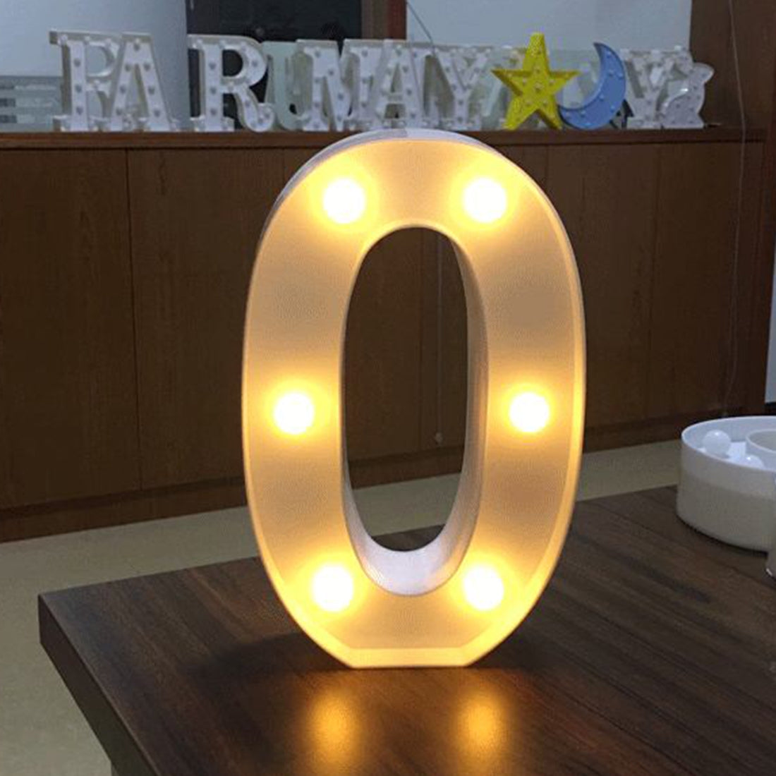 ELECTROPRIME Digit 0 Shape Decoration Light, Dry Battery Powered Warm White Standing Hanging Holiday Light