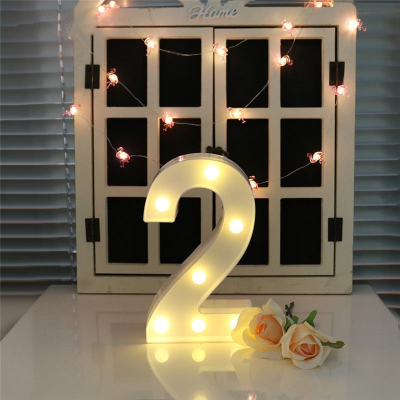 ELECTROPRIME Digit 2 Shape Decoration Light, Dry Battery Powered Warm White Standing Hanging Holiday Light