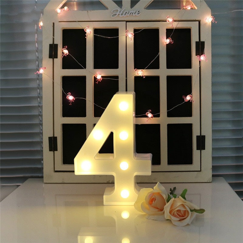 ELECTROPRIME Digit 4 Shape Decoration Light, Dry Battery Powered Warm White Standing Hanging Holiday Light