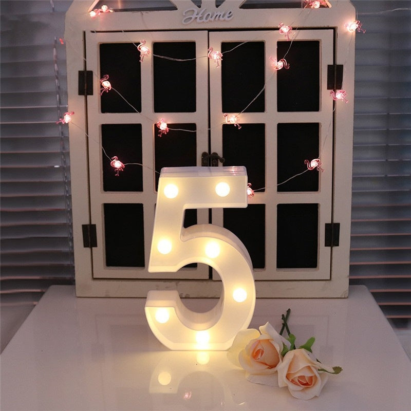 ELECTROPRIME Digit 5 Shape Decoration Light, Dry Battery Powered Warm White Standing Hanging Holiday Light