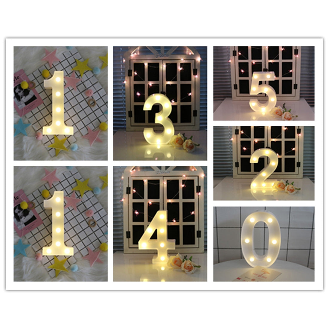 ELECTROPRIME Digit 7 Shape Decoration Light, Dry Battery Powered Warm White Standing Hanging Holiday Light