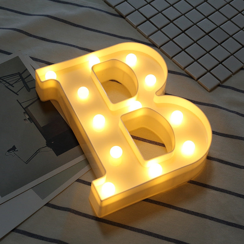ELECTROPRIME Alphabet B English Letter Shape Decorative Light, Dry Battery Powered Warm White Standing Hanging LED Holiday Light
