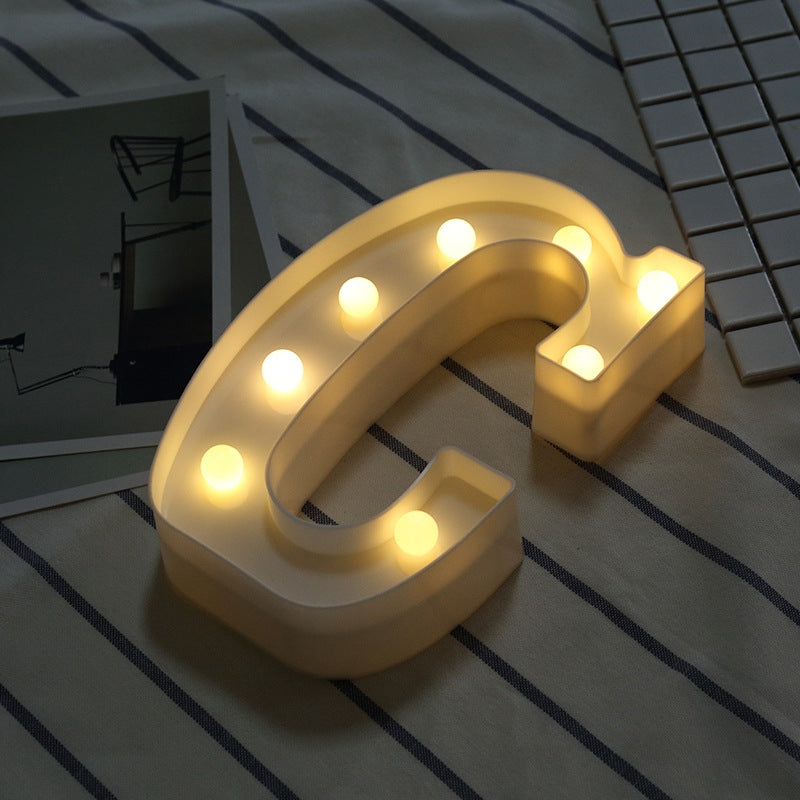 ELECTROPRIME Alphabet C English Letter Shape Decorative Light, Dry Battery Powered Warm White Standing Hanging LED Holiday Light