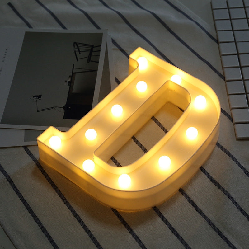 ELECTROPRIME Alphabet D English Letter Shape Decorative Light, Dry Battery Powered Warm White Standing Hanging LED Holiday Light