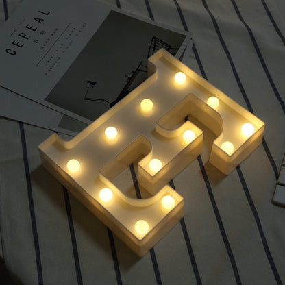 ELECTROPRIME Alphabet E English Letter Shape Decorative Light, Dry Battery Powered Warm White Standing Hanging LED Holiday Light