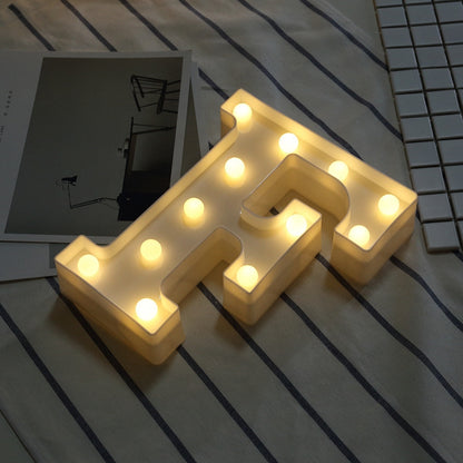 ELECTROPRIME Alphabet F English Letter Shape Decorative Light, Dry Battery Powered Warm White Standing Hanging LED Holiday Light