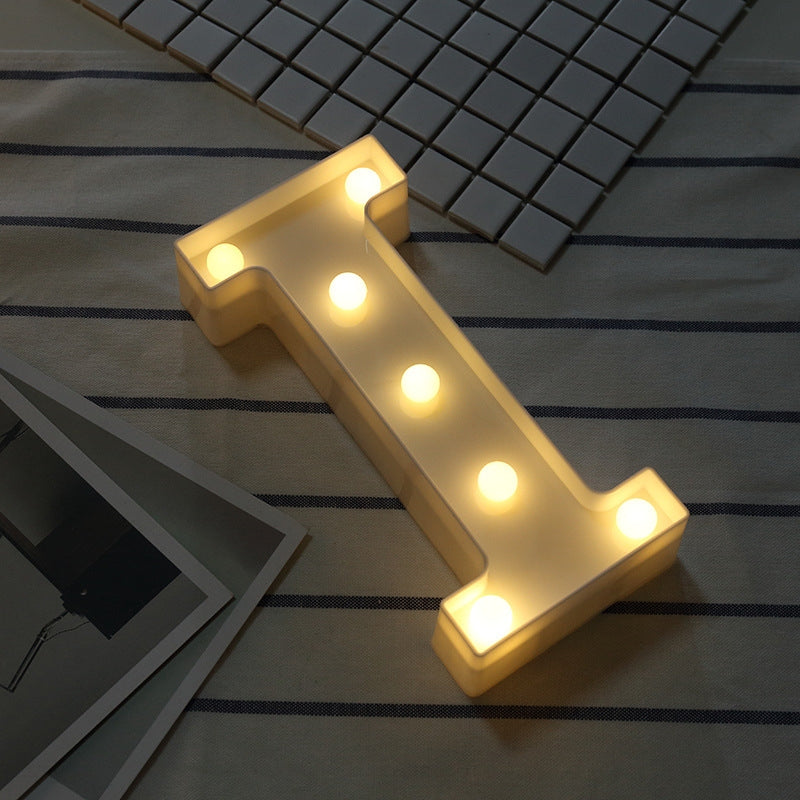 ELECTROPRIME Alphabet I English Letter Shape Decorative Light, Dry Battery Powered Warm White Standing Hanging LED Holiday Light