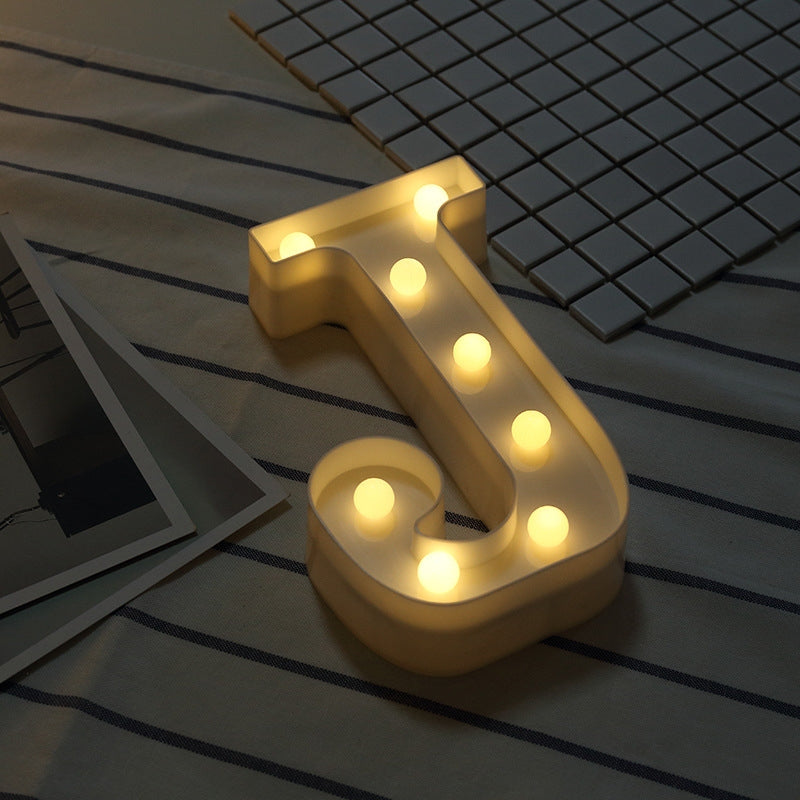 ELECTROPRIME Alphabet J English Letter Shape Decorative Light, Dry Battery Powered Warm White Standing Hanging LED Holiday Light