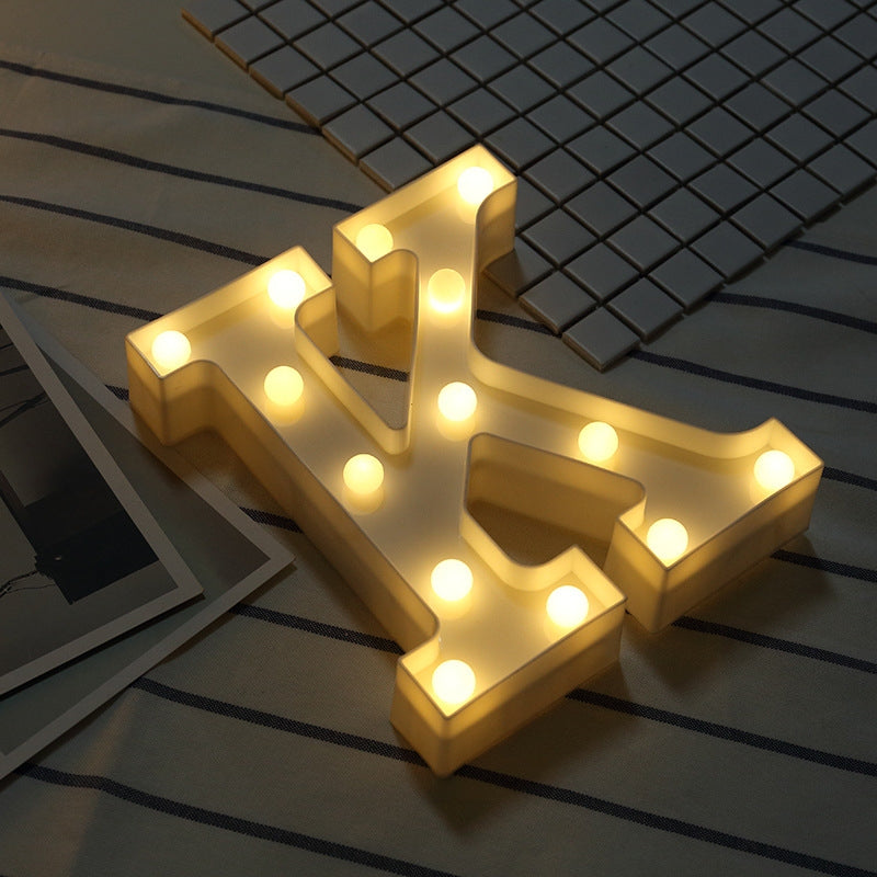 ELECTROPRIME Alphabet K English Letter Shape Decorative Light, Dry Battery Powered Warm White Standing Hanging LED Holiday Light