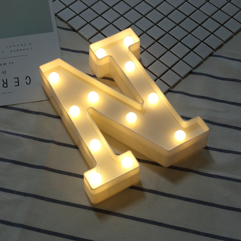 ELECTROPRIME Alphabet N English Letter Shape Decorative Light, Dry Battery Powered Warm White Standing Hanging LED Holiday Light