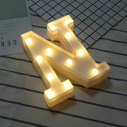 ELECTROPRIME Alphabet N English Letter Shape Decorative Light, Dry Battery Powered Warm White Standing Hanging LED Holiday Light
