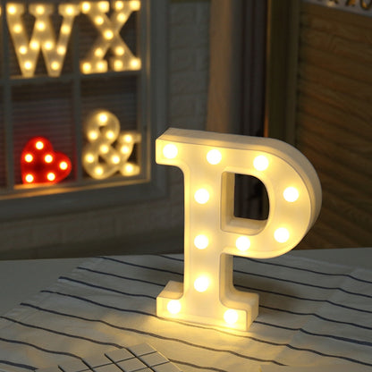 ELECTROPRIME Alphabet P English Letter Shape Decorative Light, Dry Battery Powered Warm White Standing Hanging LED Holiday Light