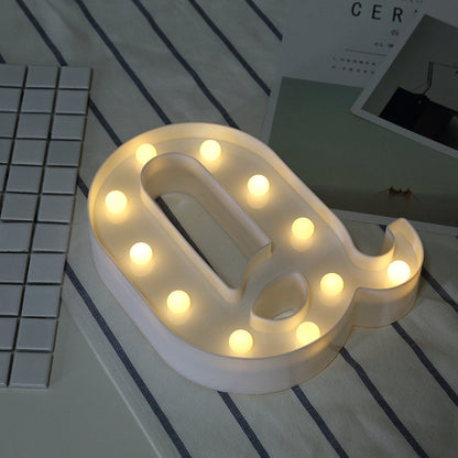 ELECTROPRIME Alphabet Q English Letter Shape Decorative Light, Dry Battery Powered Warm White Standing Hanging LED Holiday Light