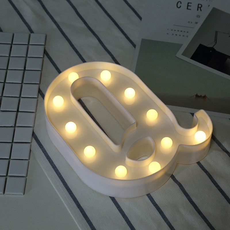 ELECTROPRIME Alphabet Q English Letter Shape Decorative Light, Dry Battery Powered Warm White Standing Hanging LED Holiday Light