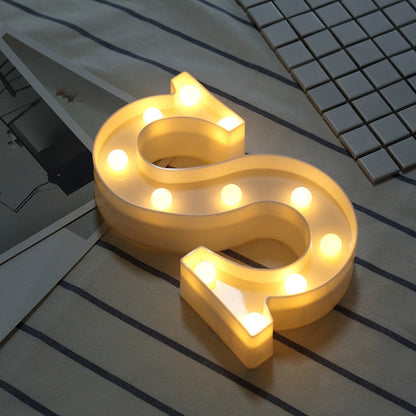 ELECTROPRIME Alphabet S English Letter Shape Decorative Light, Dry Battery Powered Warm White Standing Hanging LED Holiday Light