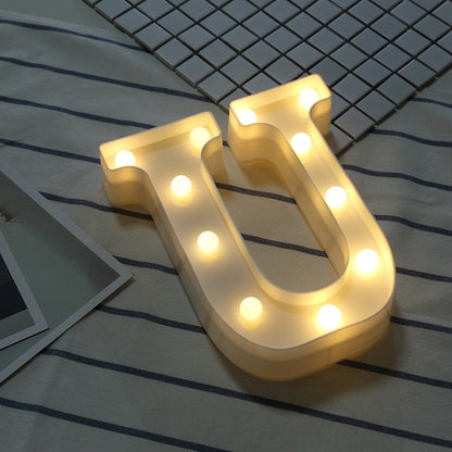 ELECTROPRIME Alphabet U English Letter Shape Decorative Light, Dry Battery Powered Warm White Standing Hanging LED Holiday Light