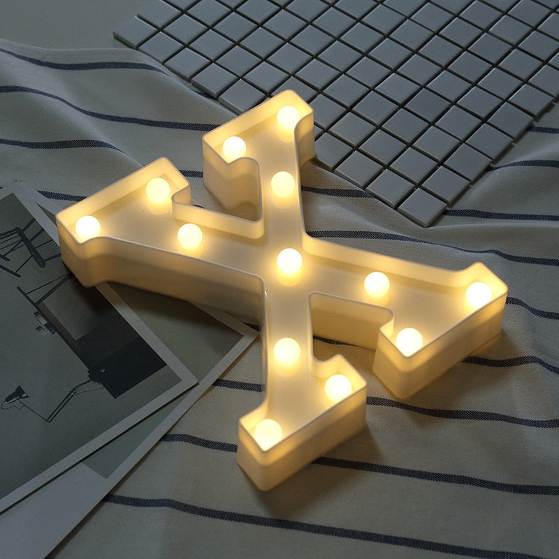 ELECTROPRIME Alphabet X English Letter Shape Decorative Light, Dry Battery Powered Warm White Standing Hanging LED Holiday Light