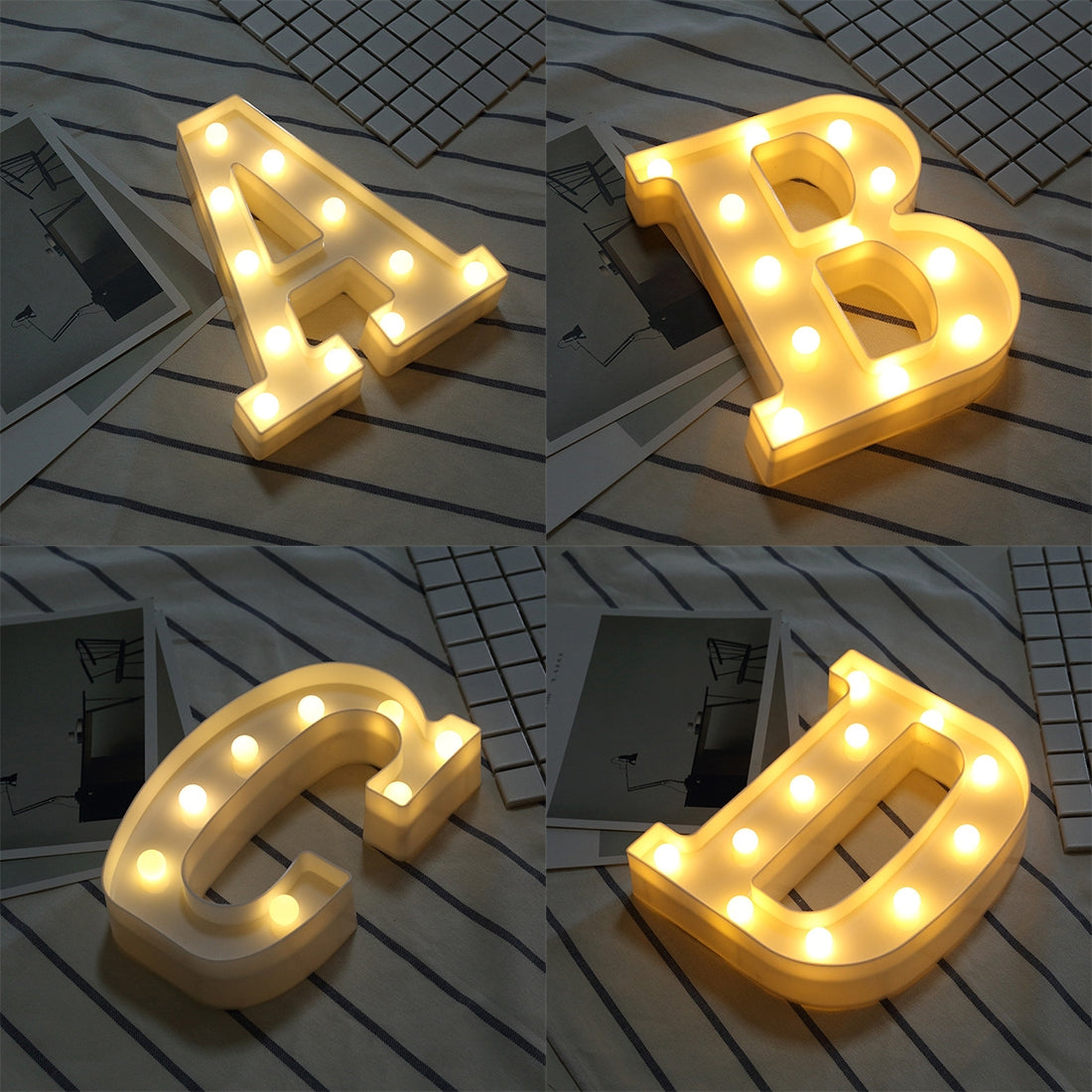 ELECTROPRIME Alphabet G English Letter Shape Decorative Light, Dry Battery Powered Warm White Standing Hanging LED Holiday Light