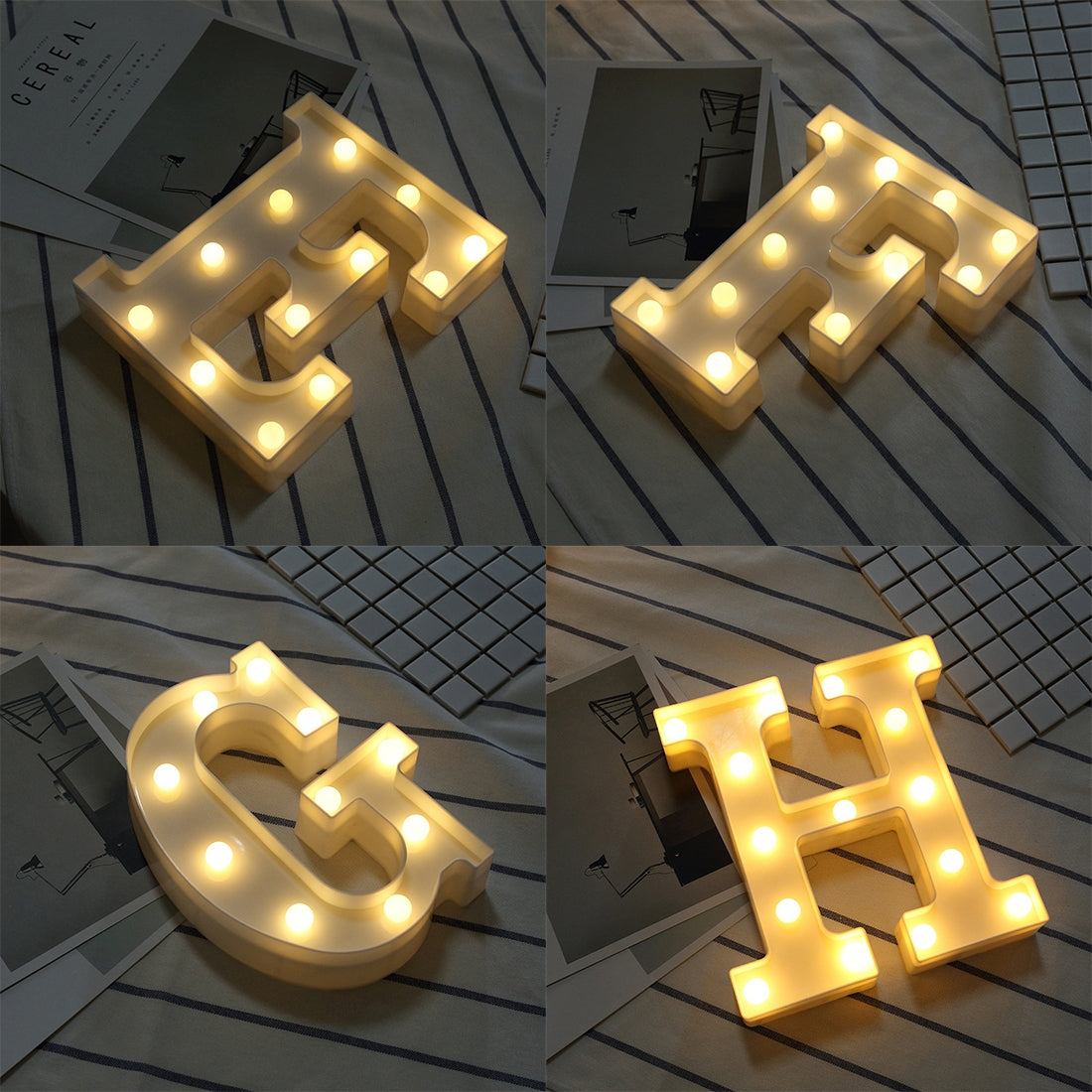 ELECTROPRIME Alphabet J English Letter Shape Decorative Light, Dry Battery Powered Warm White Standing Hanging LED Holiday Light