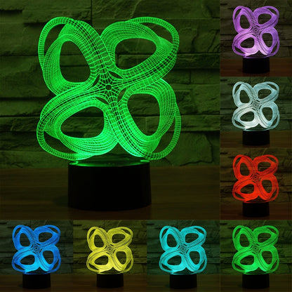 ELECTROPRIME Four Circle Abstract Style 3D Touch Switch Control LED Light , 7 Color Discoloration Creative Visual Stereo Lamp Desk Lamp Night Light