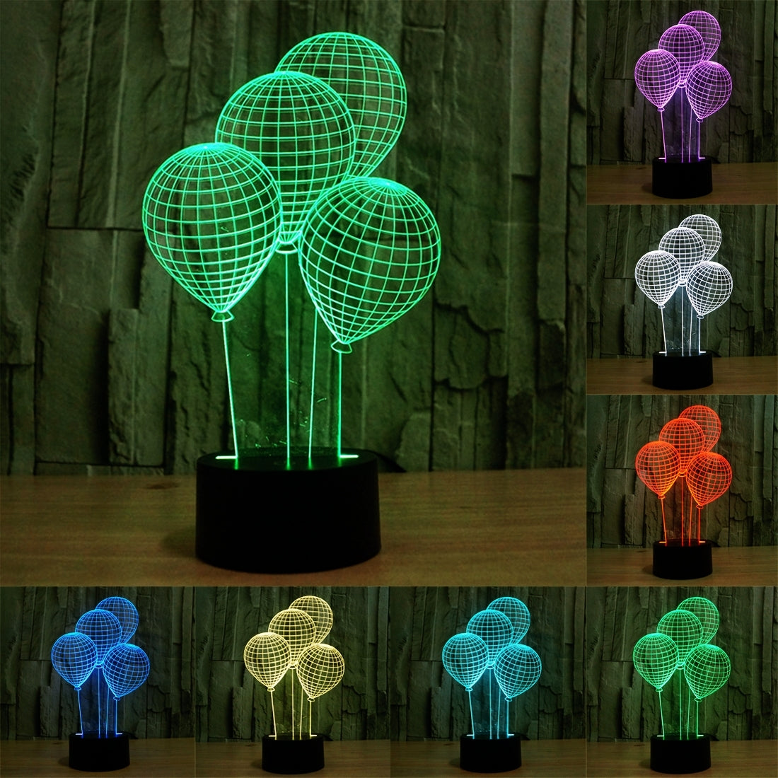 ELECTROPRIME Balloon Style 3D Touch Switch Control LED Light , 7 Color Discoloration Creative Visual Stereo Lamp Desk Lamp Night Light