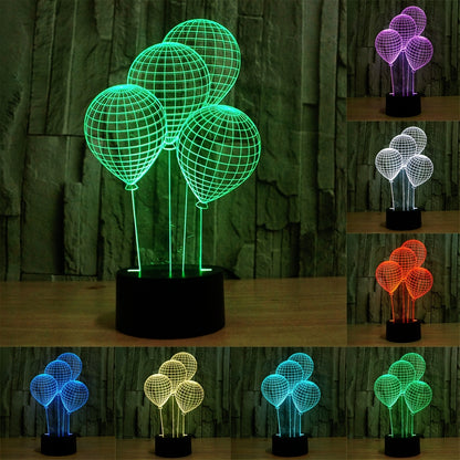 ELECTROPRIME Balloon Style 3D Touch Switch Control LED Light , 7 Color Discoloration Creative Visual Stereo Lamp Desk Lamp Night Light
