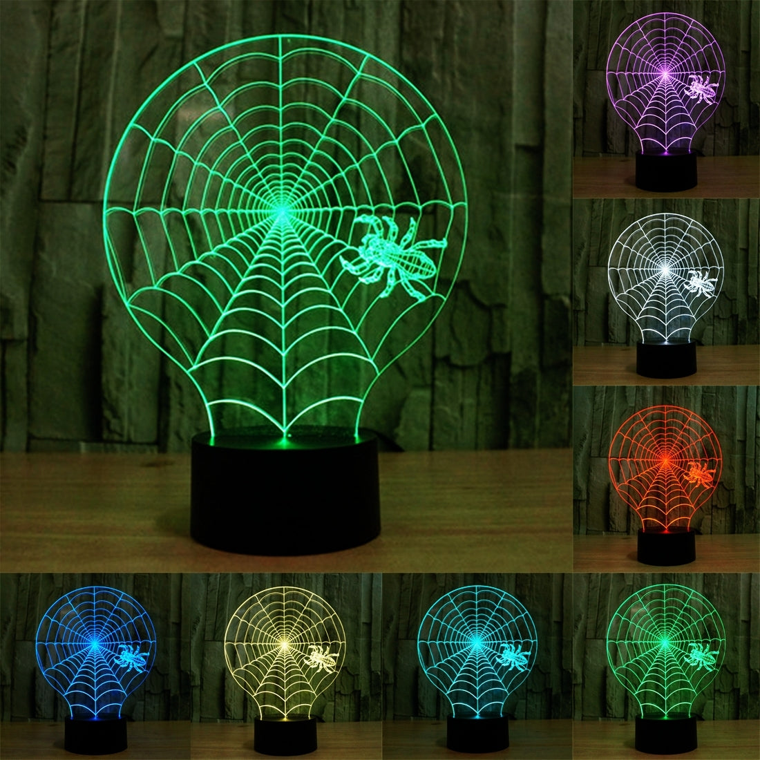 ELECTROPRIME Cobweb Style 3D Touch Switch Control LED Light , 7 Colour Discoloration Creative Visual Stereo Lamp Desk Lamp Night Light
