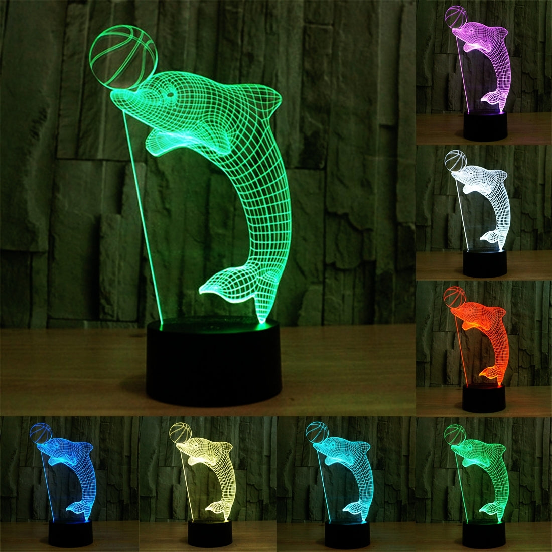 ELECTROPRIME Dolphin Heading the Ball Style 3D Touch Switch Control LED Light , 7 Color Discoloration Creative Visual Stereo Lamp Desk Lamp Night Light