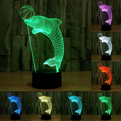 ELECTROPRIME Dolphin Heading the Ball Style 3D Touch Switch Control LED Light , 7 Color Discoloration Creative Visual Stereo Lamp Desk Lamp Night Light