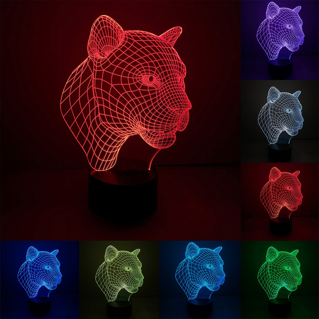 ELECTROPRIME Leopard Style 3D Touch Switch Control LED Light , 7 Color Discoloration Creative Visual Stereo Lamp Desk Lamp Night Light