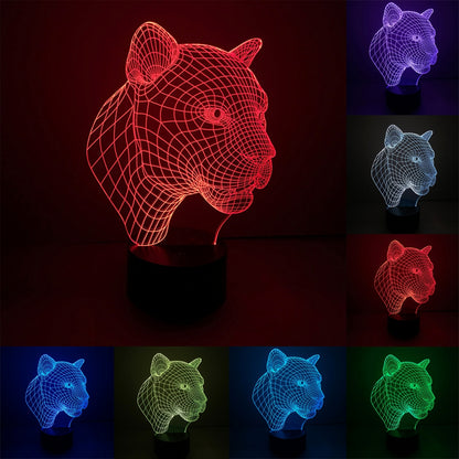 ELECTROPRIME Leopard Style 3D Touch Switch Control LED Light , 7 Color Discoloration Creative Visual Stereo Lamp Desk Lamp Night Light