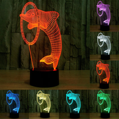 ELECTROPRIME Dolphin Style 3D Touch Switch Control LED Light , 7 Colour Discoloration Creative Visual Stereo Lamp Desk Lamp Night Light