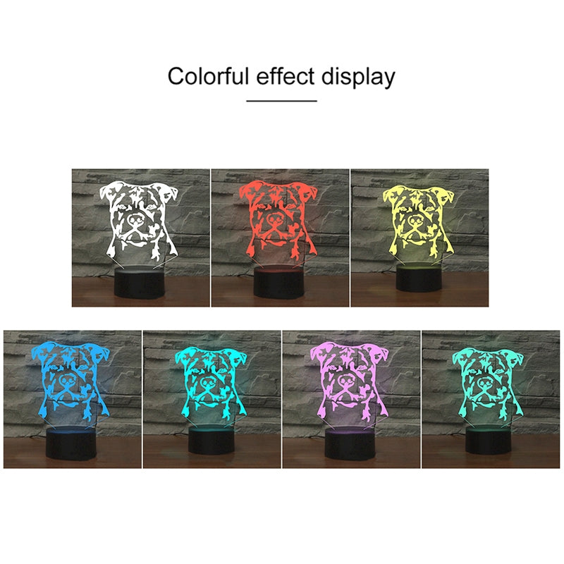 ELECTROPRIME Dog Black Base Creative 3D LED Decorative Night Light, Rechargeable with Touch Button