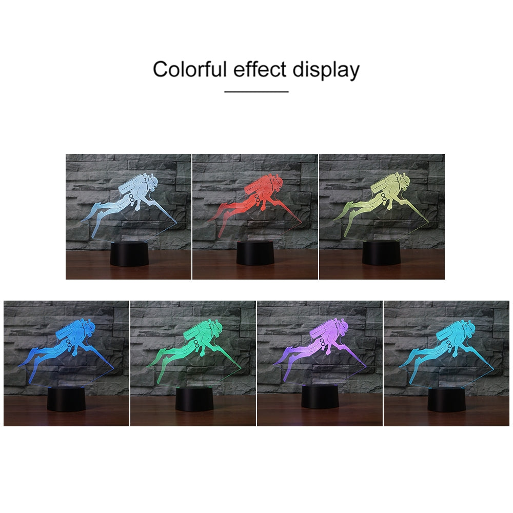 ELECTROPRIME Diving Black Base Creative 3D LED Decorative Night Light, USB with Touch Button Version