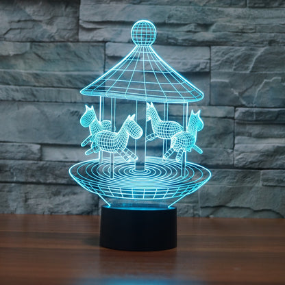 ELECTROPRIME Carousel Black Base Creative 3D LED Decorative Night Light, Powered by USB and Battery